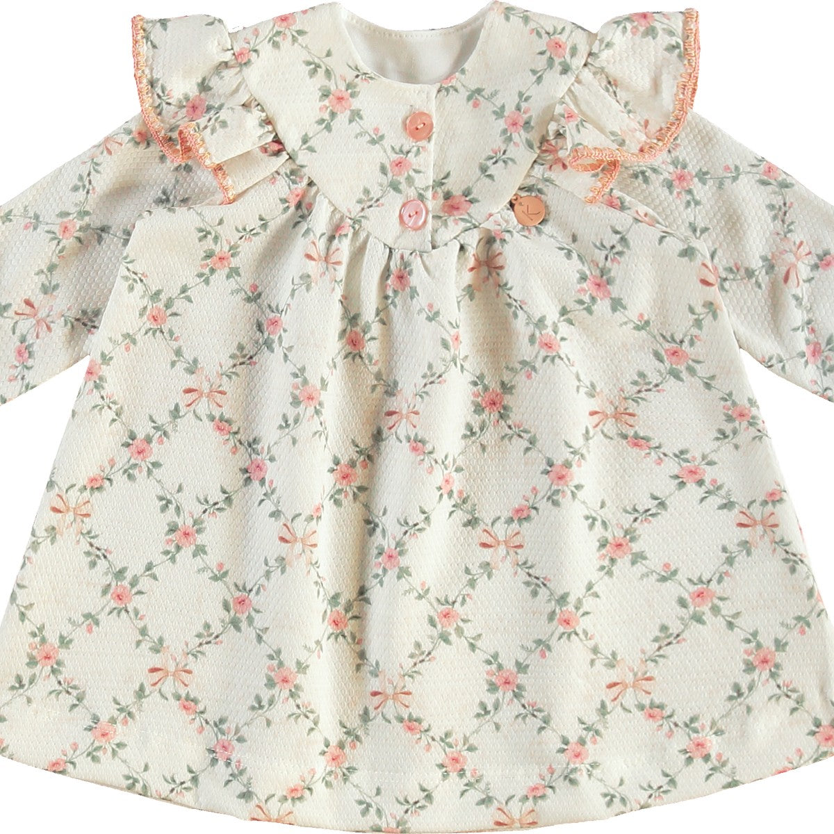 Vestido Bebê em Malha Texturizada Flores - Kiki Xodó