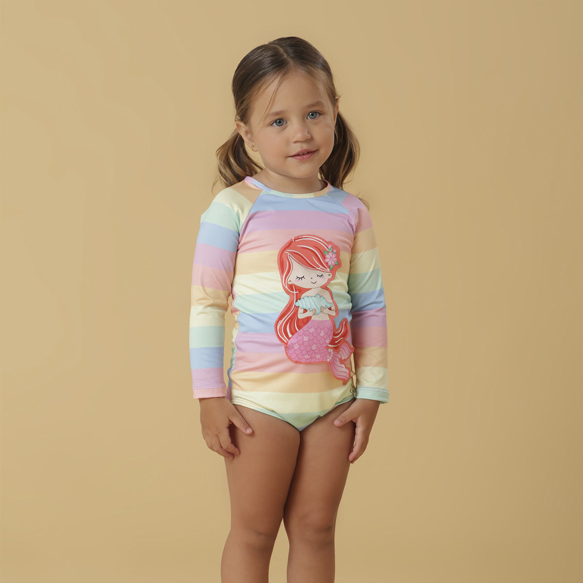 Maiô Infantil C/ Zíper Proteção UV 50+ Sereia - Everly