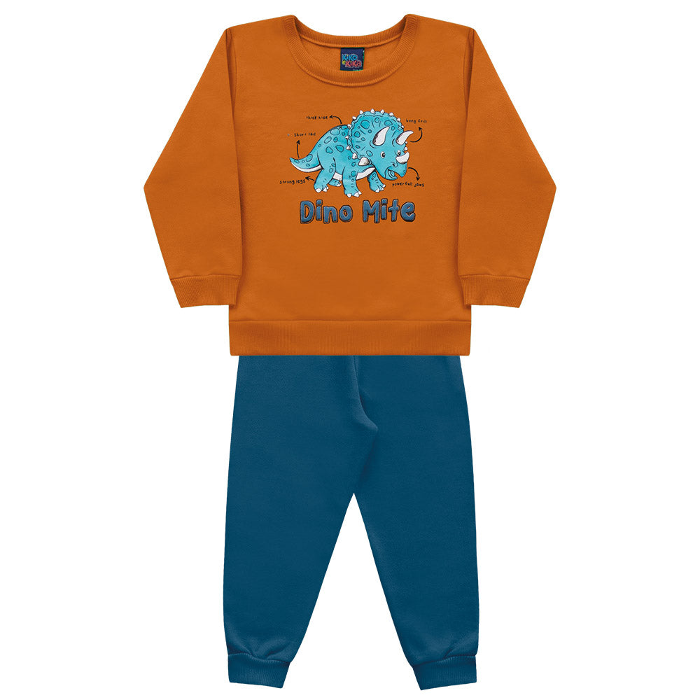 Conjunto Infantil Menino Moletom Peluciado Dino - Kiko e Kika