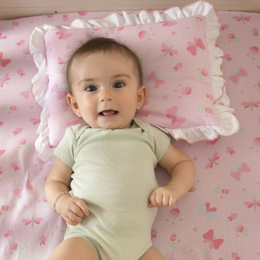 Travesseiro Estampado com Babado Borboletas - Bublim