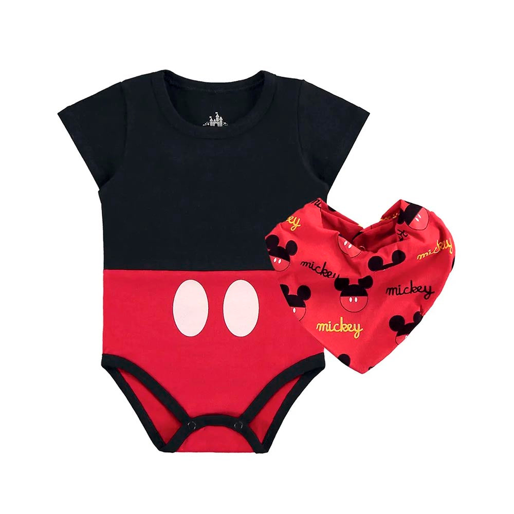 Body Manga Curta Mickey Com Babador - Marlan
