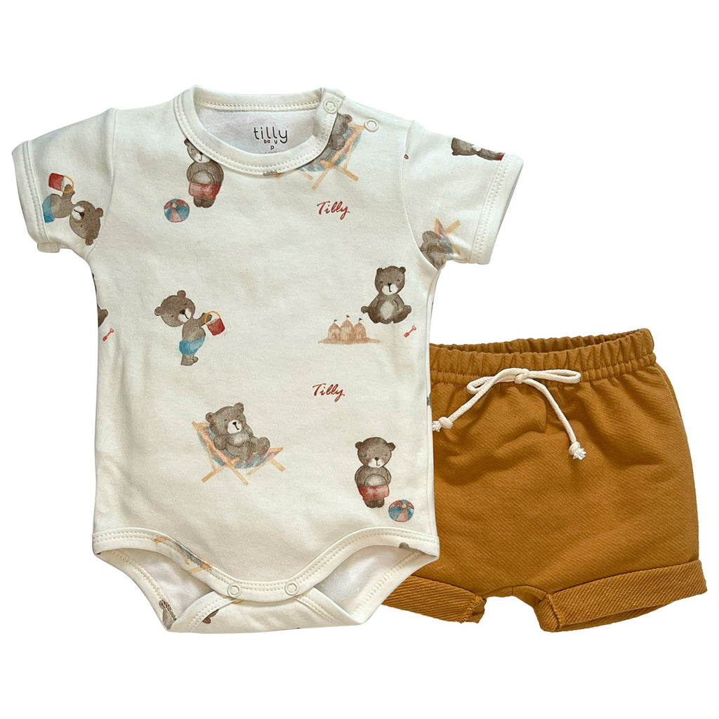 Conjunto Body e Short Bebê Menino Ursinhos - Tilly Baby