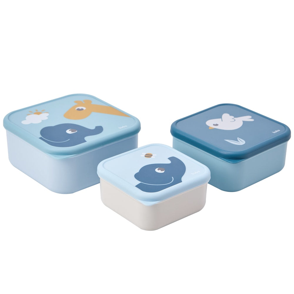 Kit 3 Potinhos Para Bebê Cloudy Azul - Buba