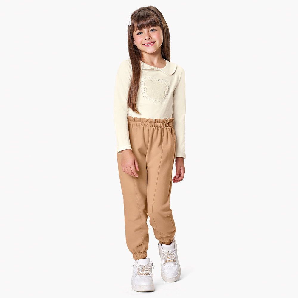 Blusa Infantil Menina em Cotton Com Gola - Kiko e Kika