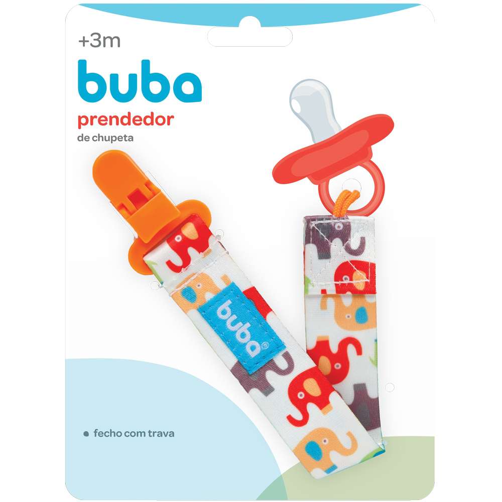 Prendedor de Chupeta Elefantinho Colorido - Buba