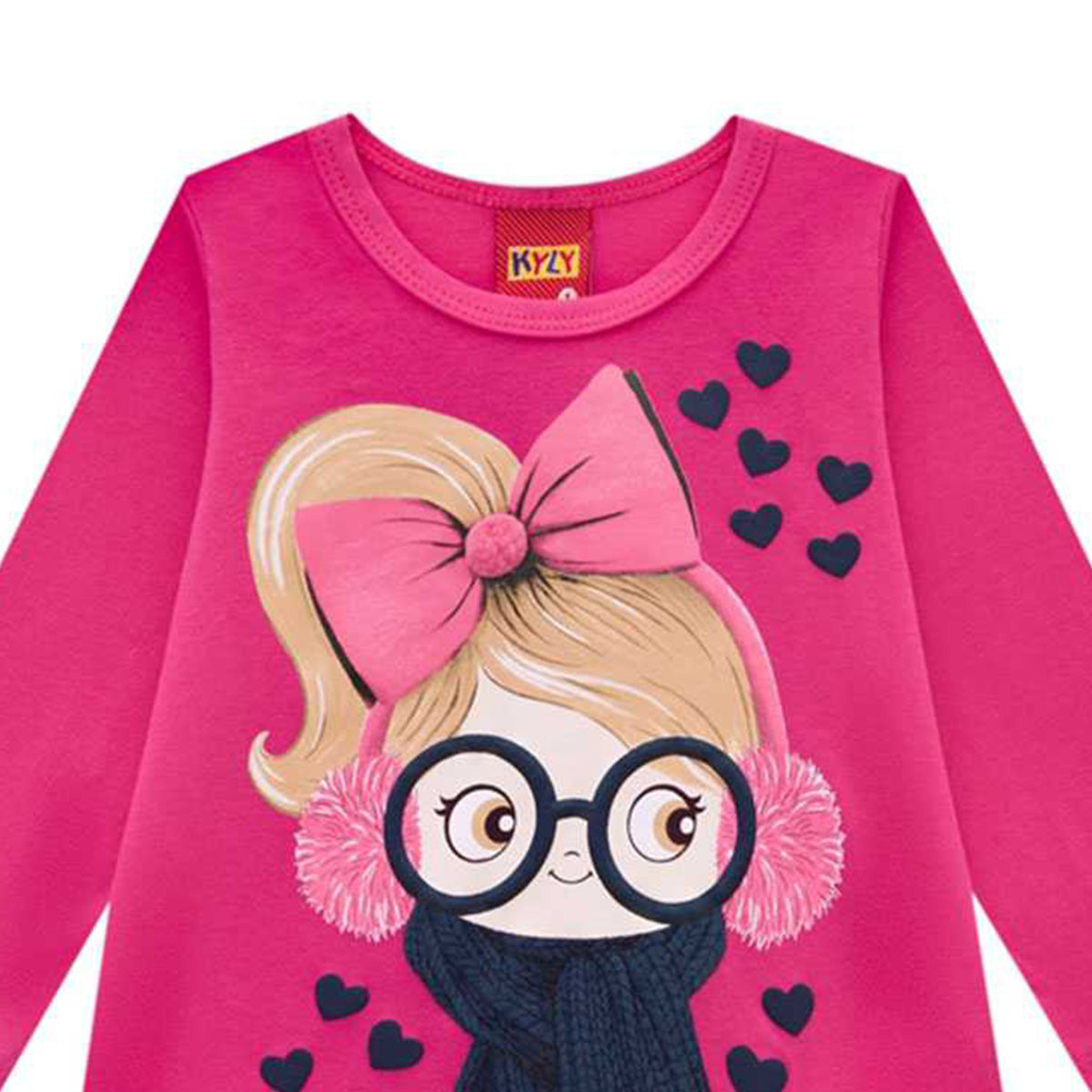 Blusa em Meia Malha Estampa Menina No Inverno - Kyly