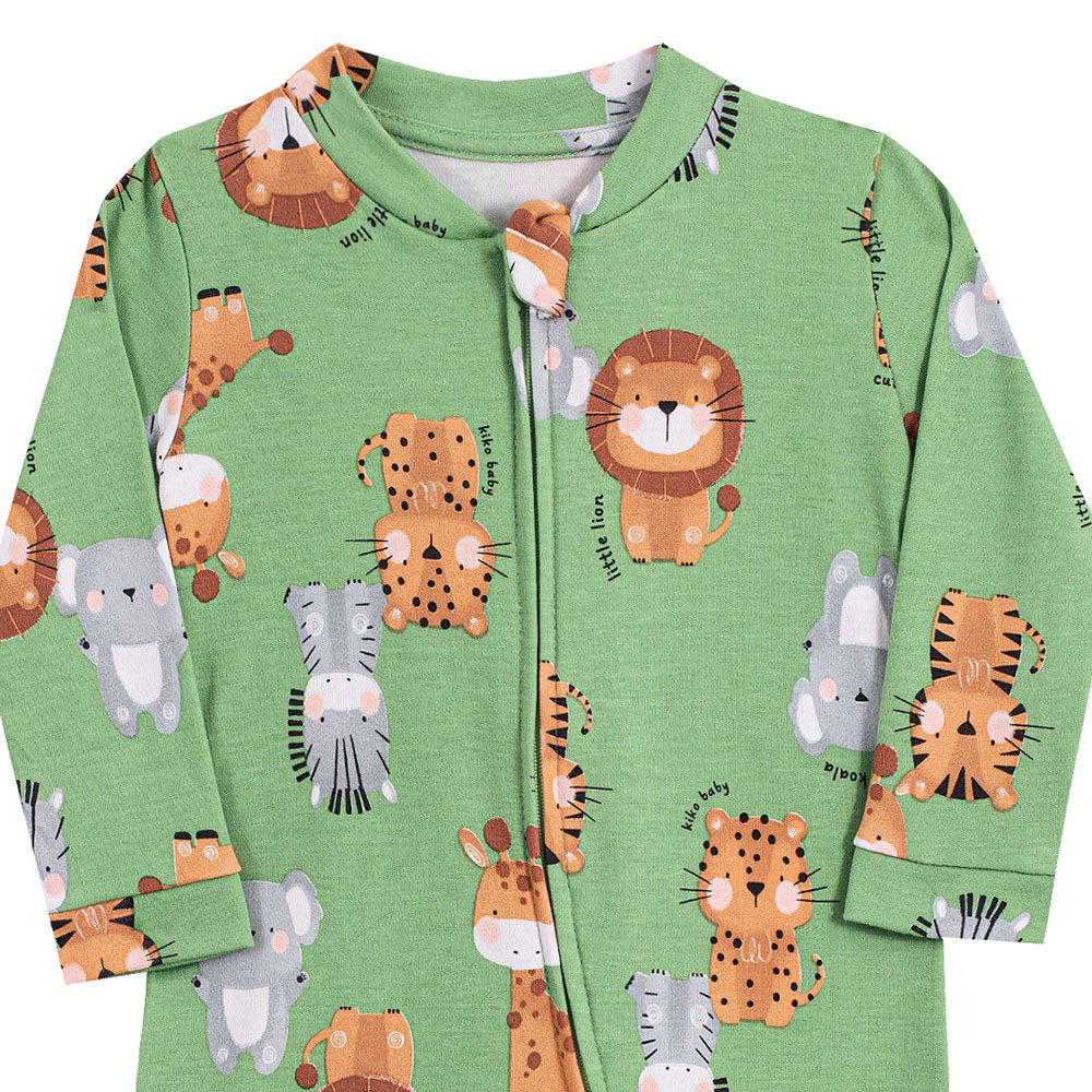 Macacão Bebê Menino em Suedine C/ Zíper Safári - Kiko Baby