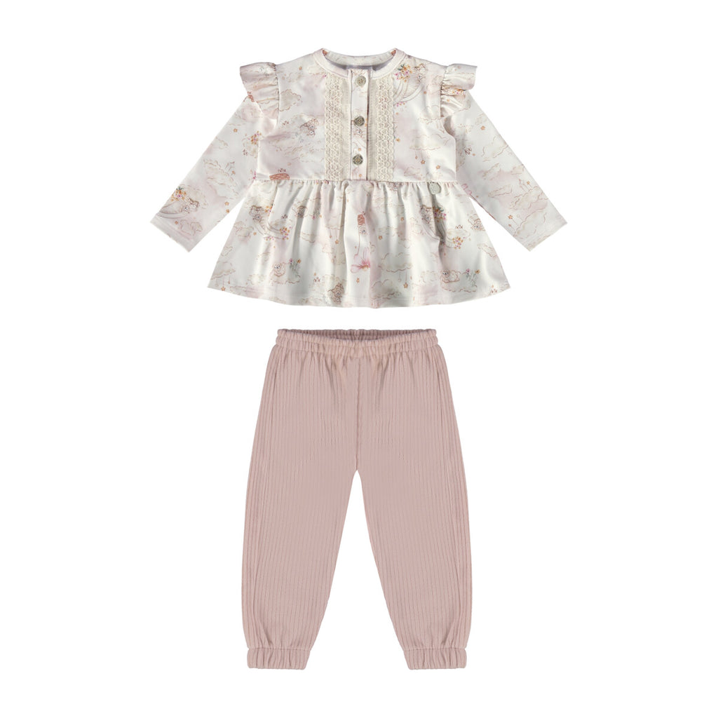 Conjunto Bebê Menina Bata e Calça Soft Canelado - Kiki Xodó