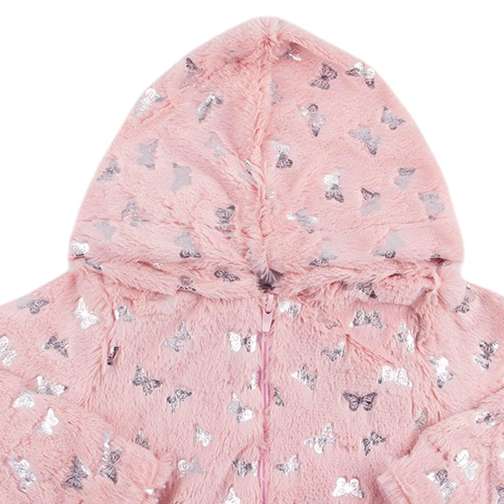 Casaco Infantil Menina em Fleece Borboletas - Rosebud