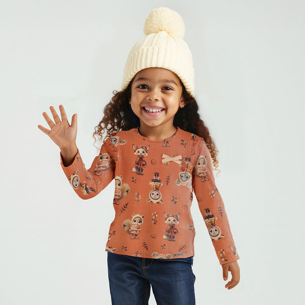 Blusa Infantil Menina Modelli Manga Longa Floresta - Alakazoo