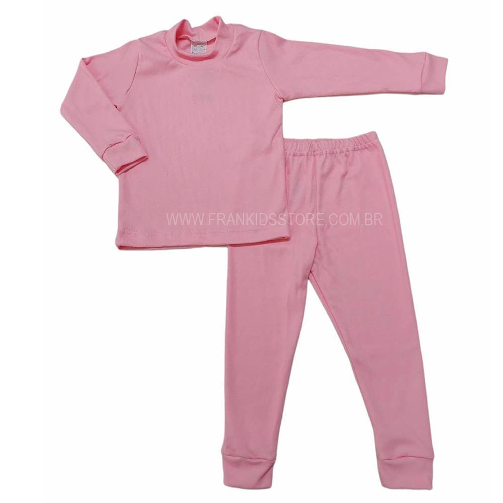 Conjunto Infantil Canelado Liso Camiseta e Calça Rosa - Rosebud