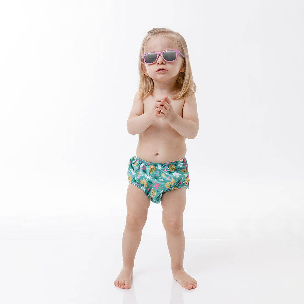 Biquini de Banho Com Fralda Reutilizável Praia Piscina Conchas - Buba