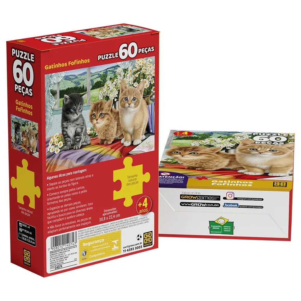 Quebra-cabeça 60 peças Gatinhos Fofinhos - Grow