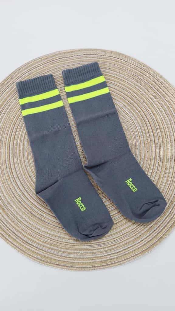 Meia 3/4 Bebê Infantil Cinza e Verde Listra - Rocca