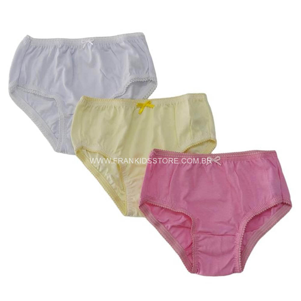 Kit C/3 Calcinhas em Algodão Cores Sortidas - Tampinha