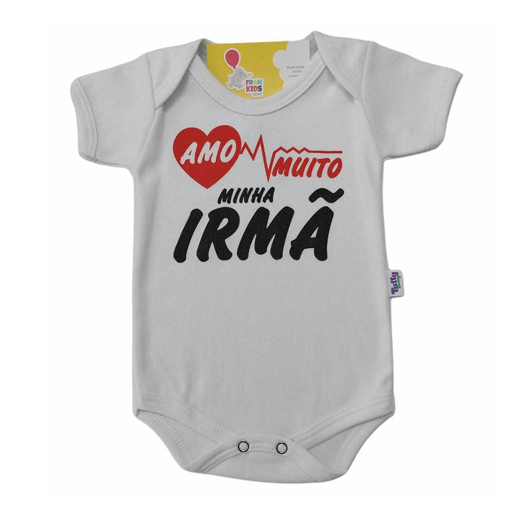 Body Manga Curta Bebê Unissex Amo Minha Irmã - Tutti Baby