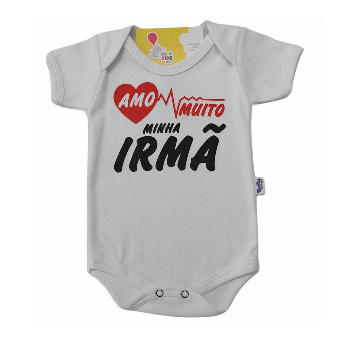 Body Manga Curta Bebê Unissex Amo Minha Irmã - Tutti Baby