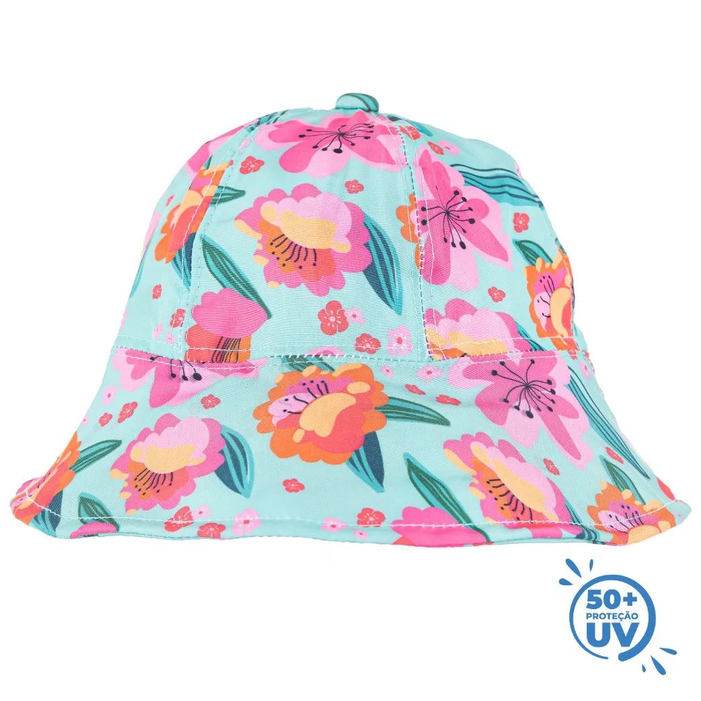 Chapéu Infantil Menina Com Proteção UV 50+ Floral - Everly