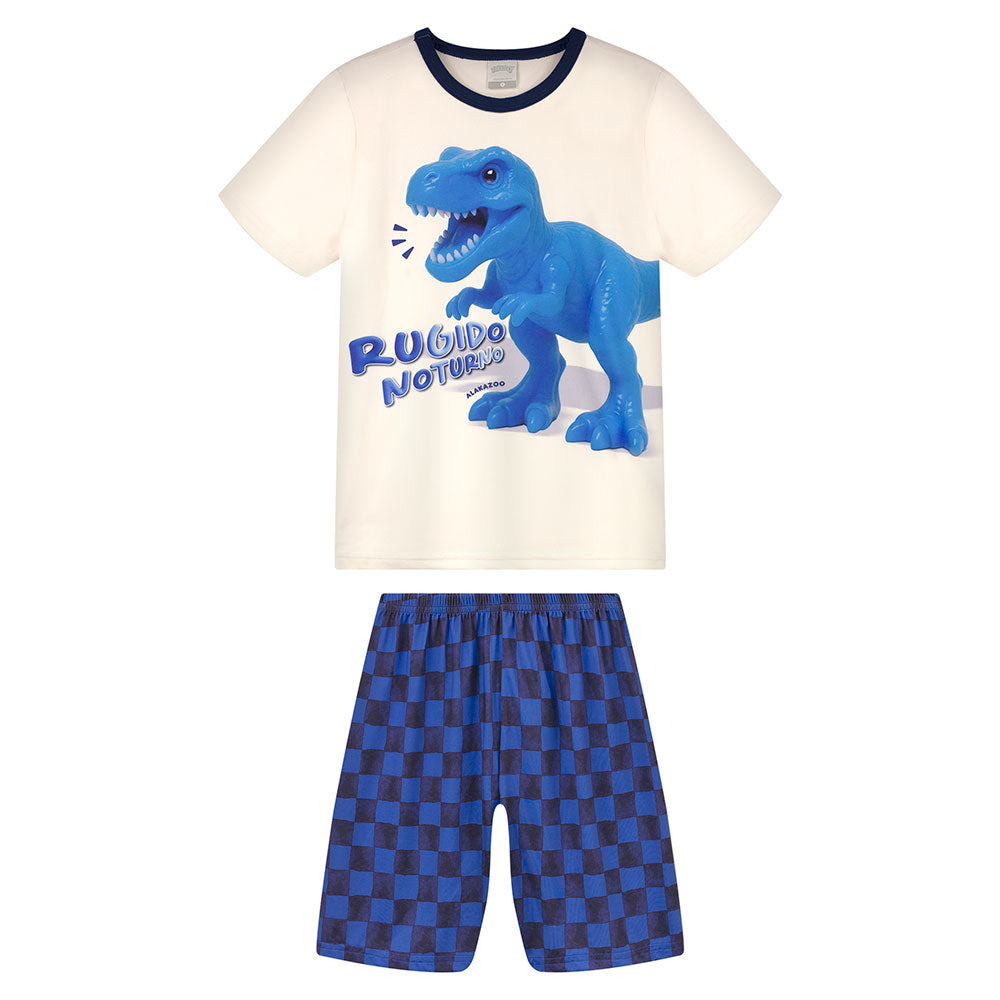 Pijama Infantil Menino Malha Modeli Xadrez Azul - Alakazoo