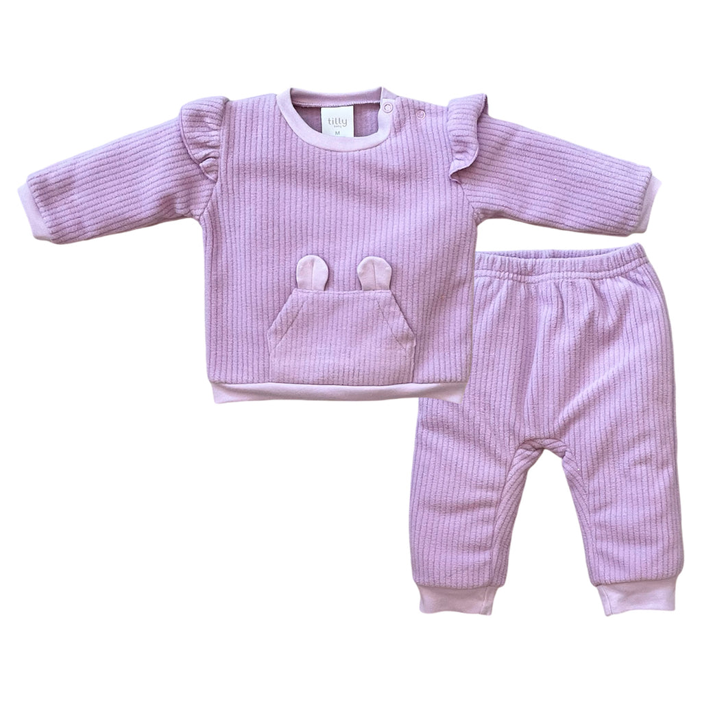 Conjunto Bebê Menina Soft Canelado Casaco e Calça - Tilly Baby