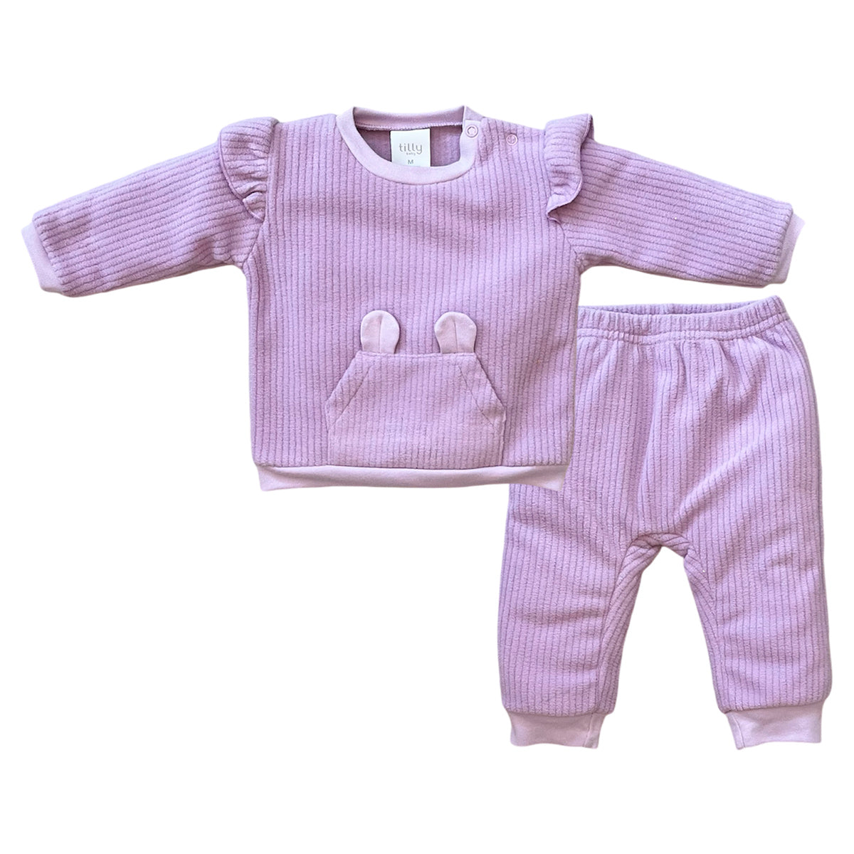 Conjunto Bebê Menina Soft Canelado Casaco e Calça - Tilly Baby