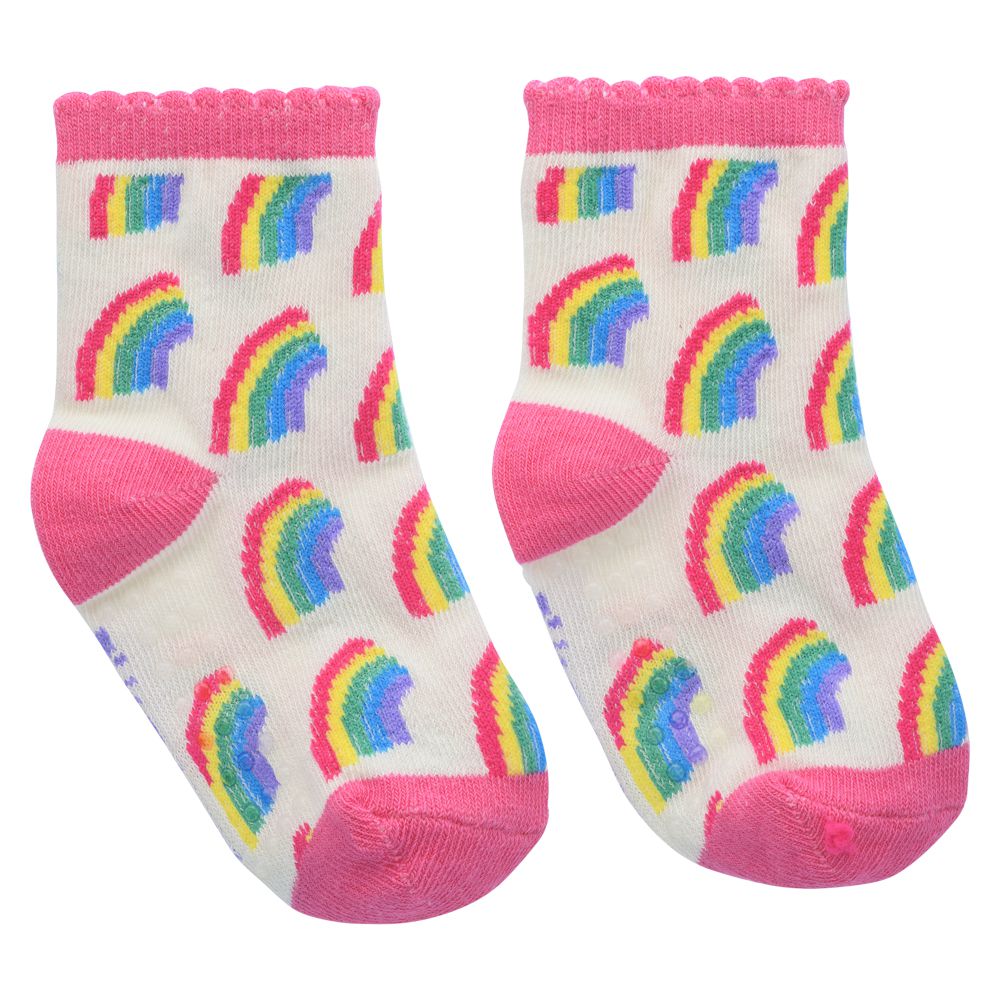 Meia Antiderrapante Bebê Menina 16-20 Arco-íris - Pimpolho