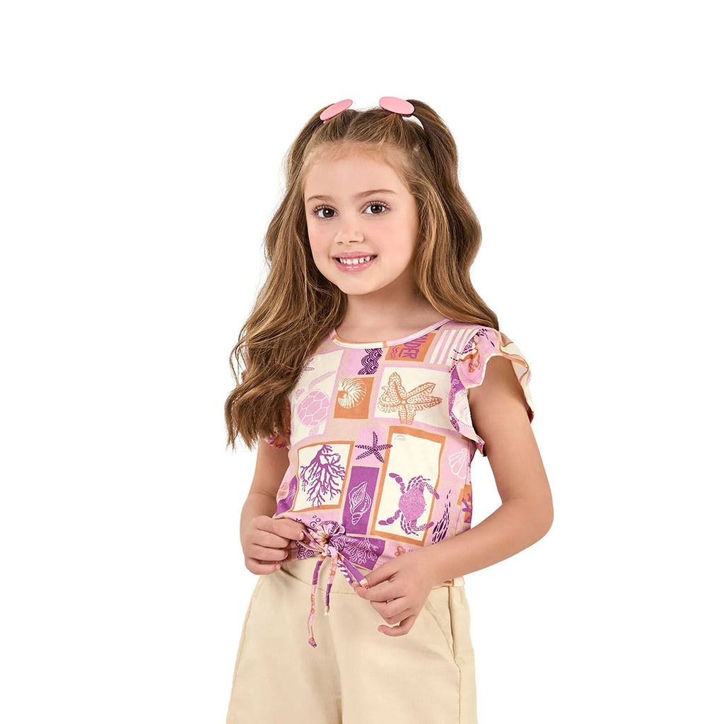 Conjunto Infantil Menina Verão Blusa e Short Sarja - Elian