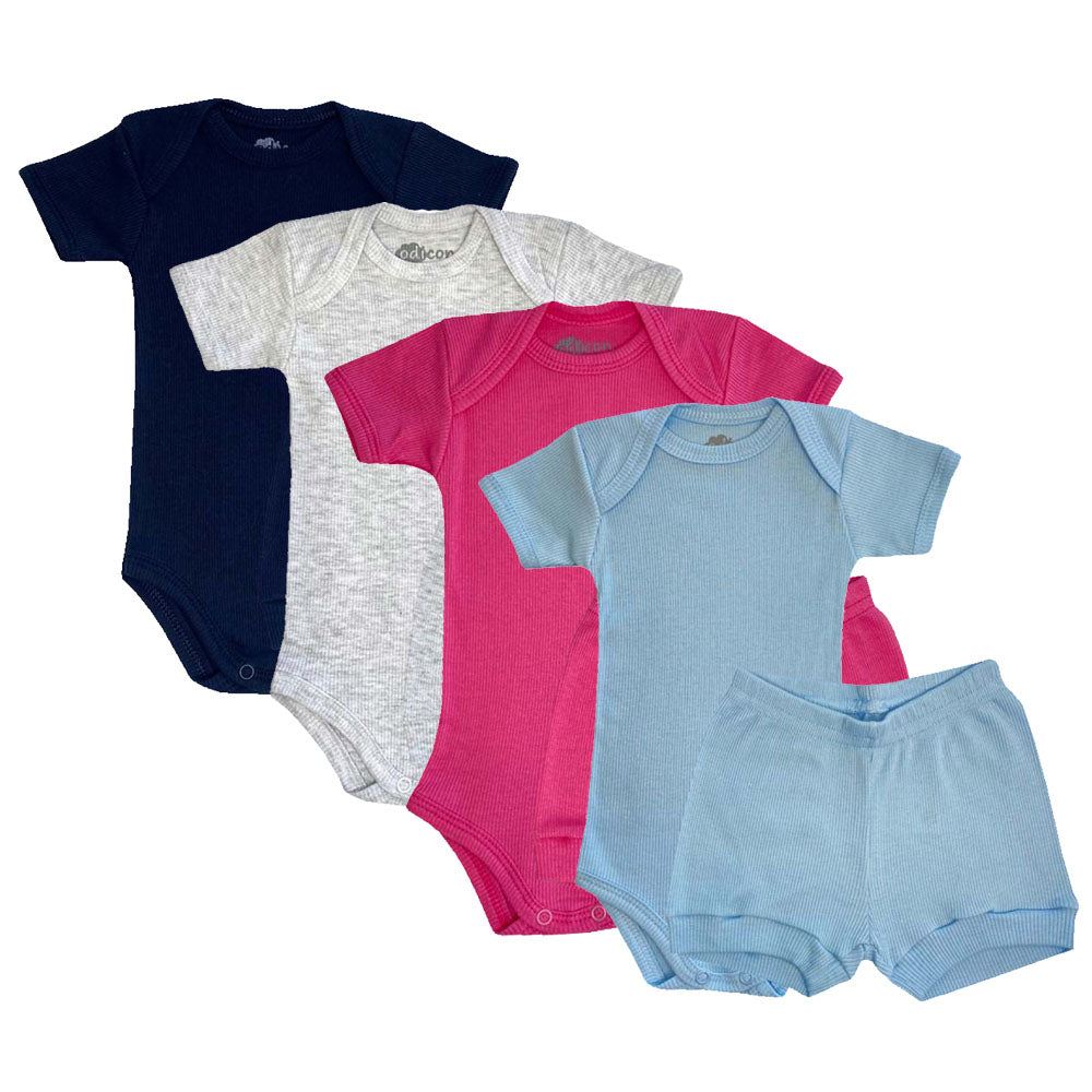 Conjunto Canelado Bebê Liso Body e Short - Odicon