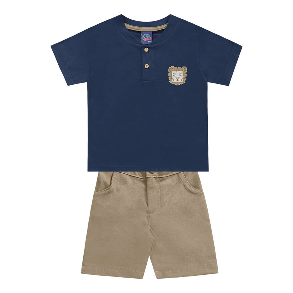 Conjunto Infantil Menino Camiseta Bermuda Leão - Kiko e Kika