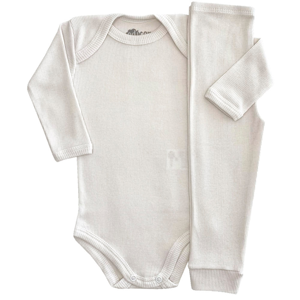 Conjunto Pijama Canelado Bebê Body e Calça - Odicon