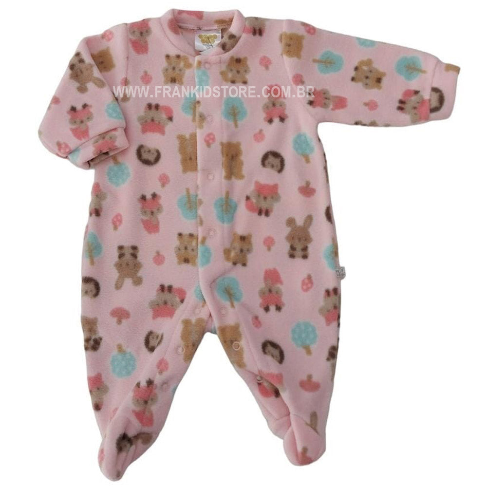 Macacão Soft Menina Rosa Claro Bichinhos - Have Fun